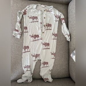 kate quinn Cream Footed One-Piece with Brown Moose Print